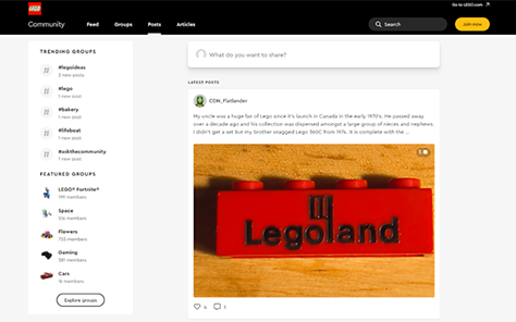 Fans gather together on the LEGO site